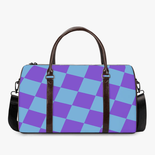 K & S Concepts Purple & Blue Checker Designer Travel Duffle Bag