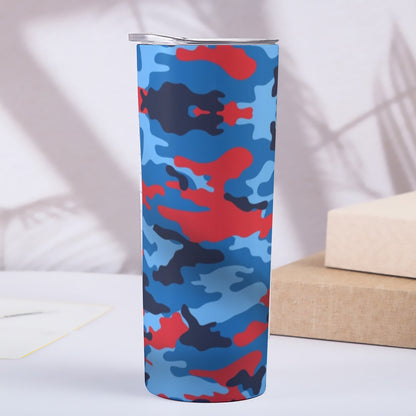 Skinny Blue & Red Camo Design Tumbler Stainless Steel with Lids 20OZ