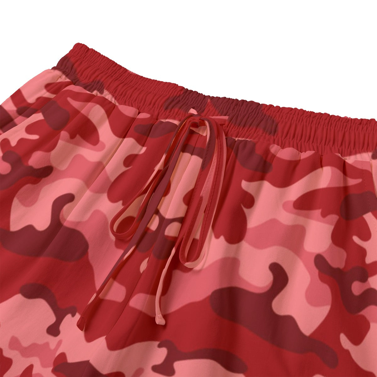 Women's Red Camo Shorts With Drawstring