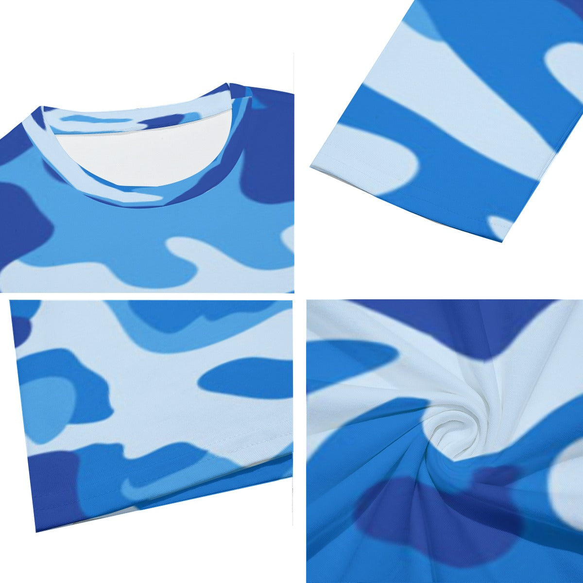 Men's Blue Camo Long Sleeve T-Shirt | Cotton