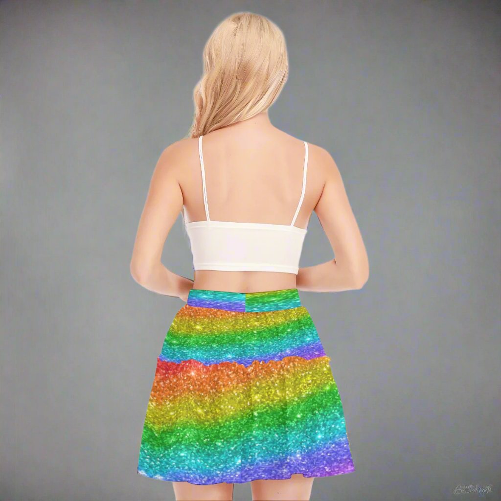 Rainbow Sparkle Women's Ruffled Mini Skirt - K & S Concepts Inc