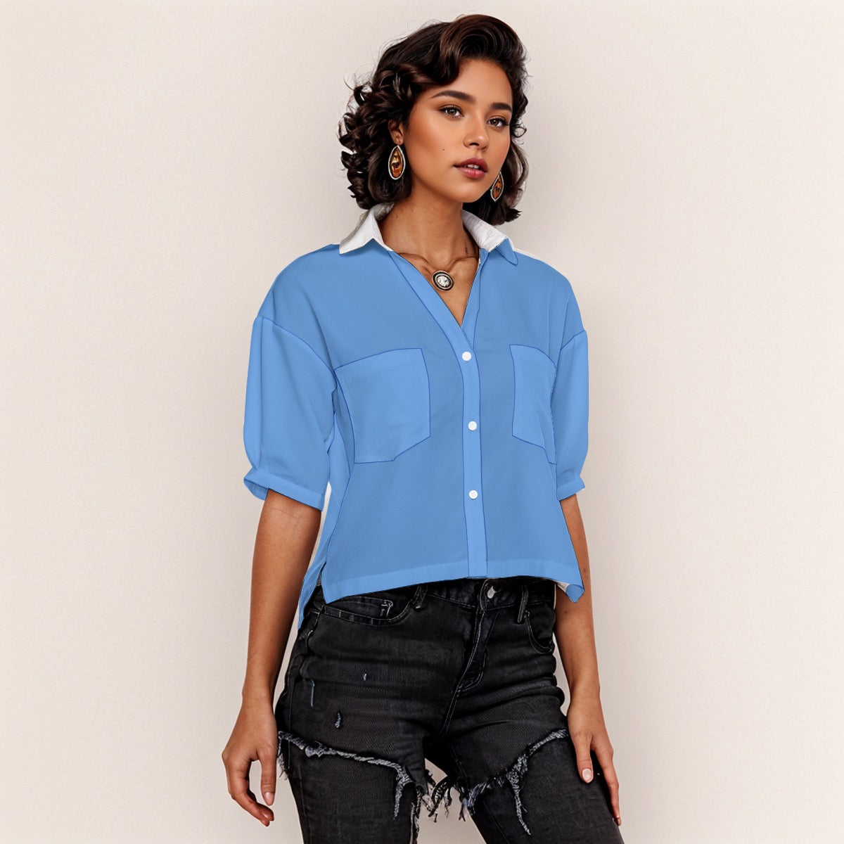 Baby Blue V-Neck Soft - Women's V-neck Shirts