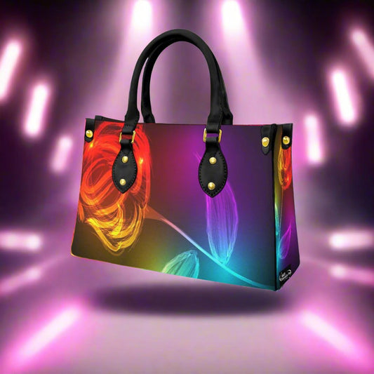 Women's Neon Rose Designer Tote Bag With Black Handle-Exclusive Limited Edition/Design -Limited Stock Sold