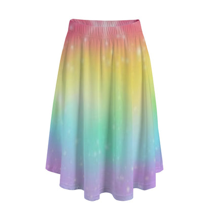 Women's Rainbow Sparkle Design Long Maxi Skirt With Pockets