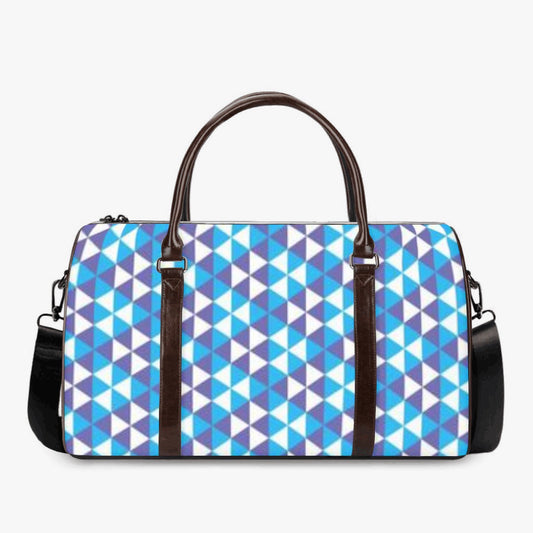 K  & S Concepts Blue Geometric Designer Travel Duffle Bag