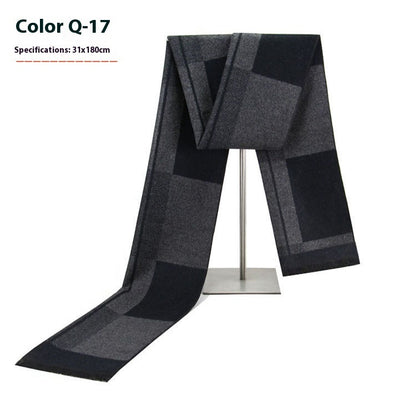 New Men's Winter Warm Cashmere-like Striped Business Scarf For Men