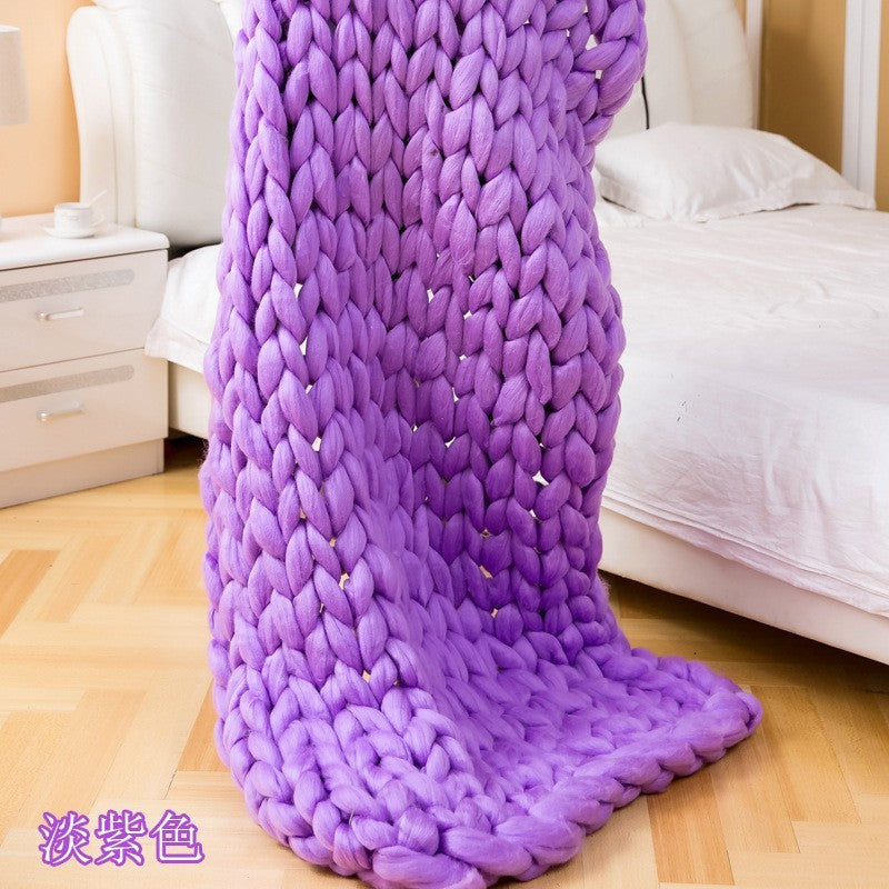 BRAND NEW COZY COMFORTABLE WOVEN BLANKET Yarn Hand-Woven Blanket Knitted Wool blanket Soft Thick Yarn