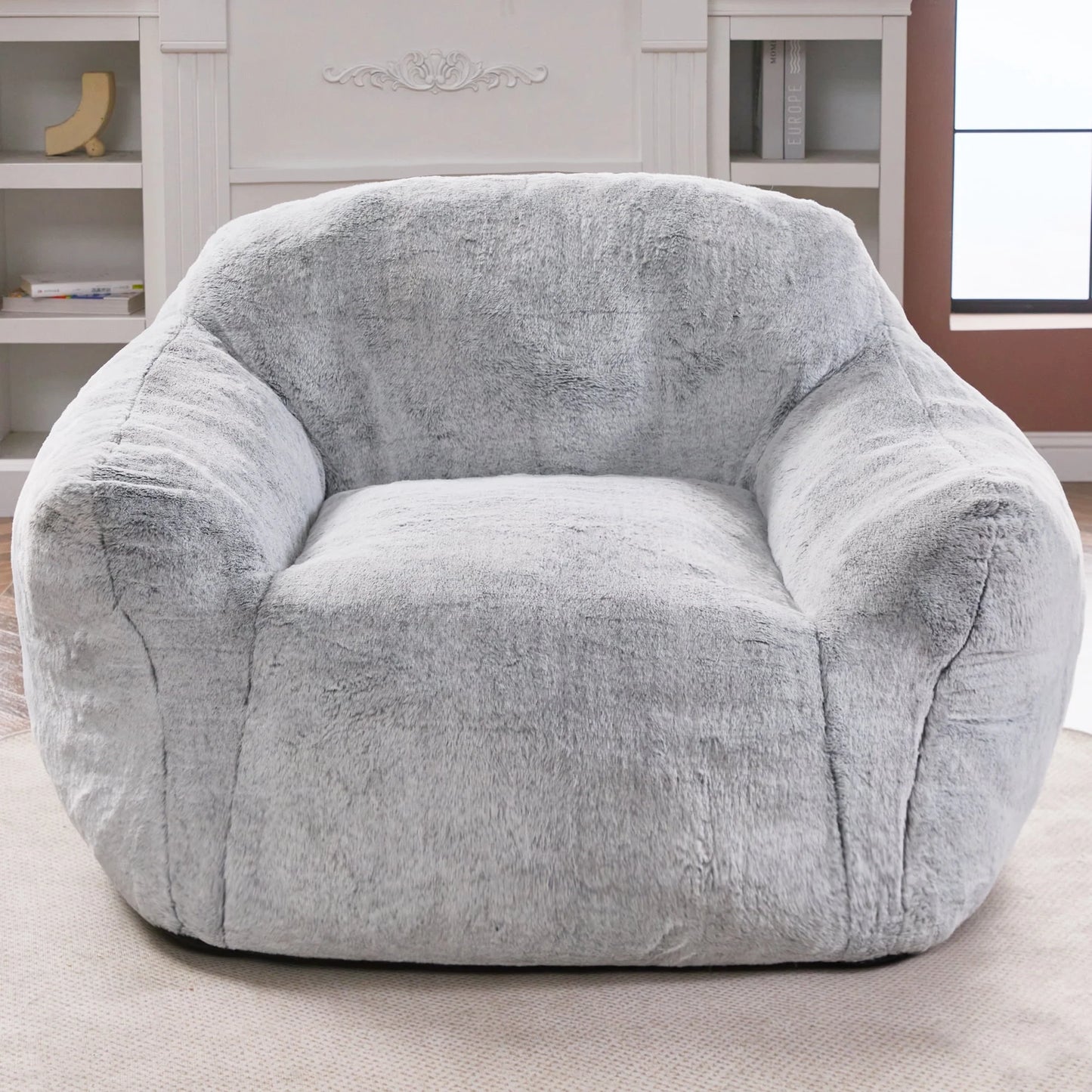 Plush Giant Bean Bag Sofa Chair with Armrests