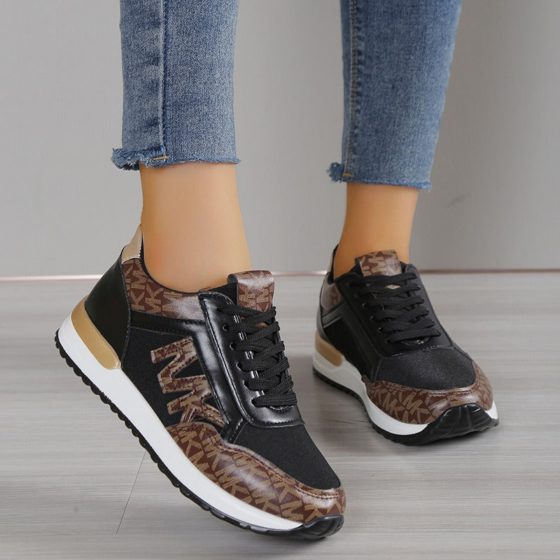 New oversized women's thick sole sports front tie up round toe breathable sports shoes in Roman style