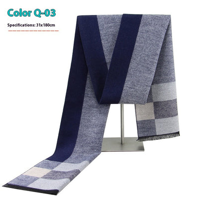 New Men's Winter Warm Cashmere-like Striped Business Scarf For Men