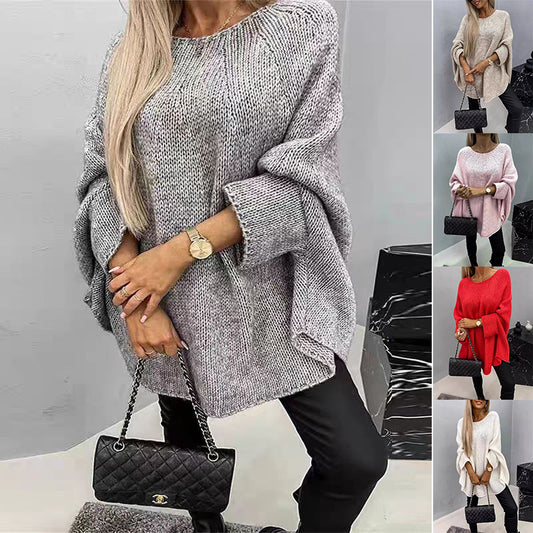 FASHION FAVORITE PICK:  Winter Loose Batwing Sleeve Pullover Sweater Fashion Oversized Knitted Shawl Sweater Tops For Women Clothing