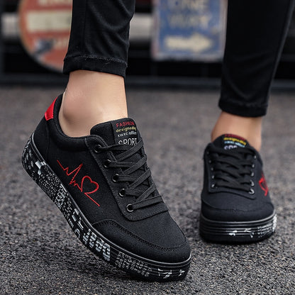 TYDZSMT Fashion Women Vulcanized Shoes Sneakers Ladies Lace-up Casual Shoes Breathable Canvas Lover Shoes Graffiti Flat