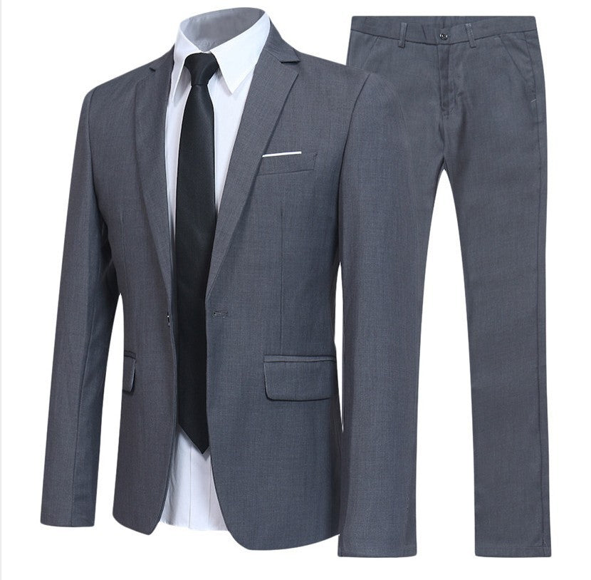 Men's Suit Business professional formal attire groom groomsman solid color two-piece set for men