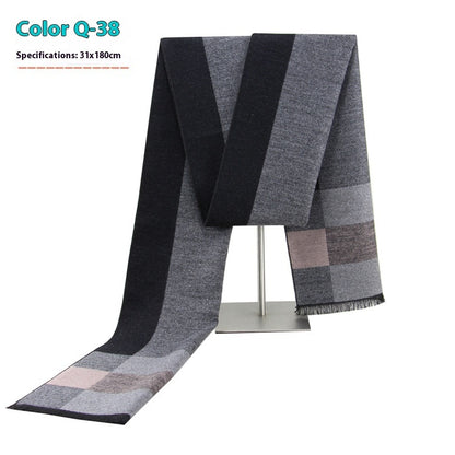 New Men's Winter Warm Cashmere-like Striped Business Scarf For Men