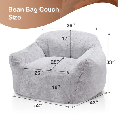 Plush Giant Bean Bag Sofa Chair with Armrests