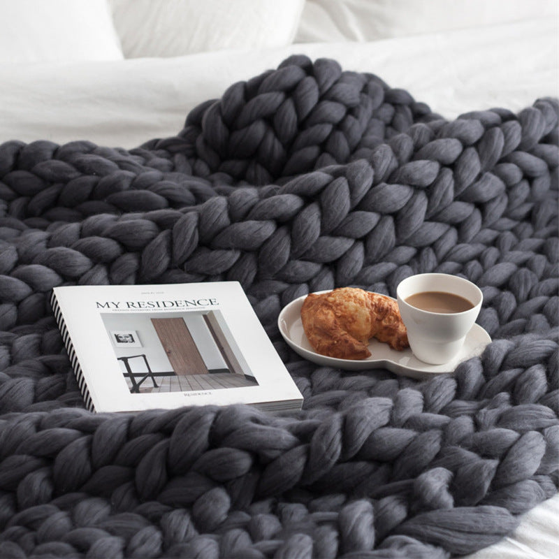 BRAND NEW COZY COMFORTABLE WOVEN BLANKET Yarn Hand-Woven Blanket Knitted Wool blanket Soft Thick Yarn