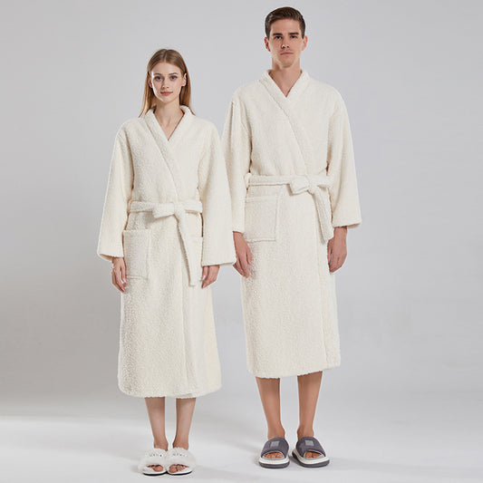 COUPLES ROBES Autumn and winter long sleeved coral fleece couple bathrobe with added fat and plus size yukata long sleepwear