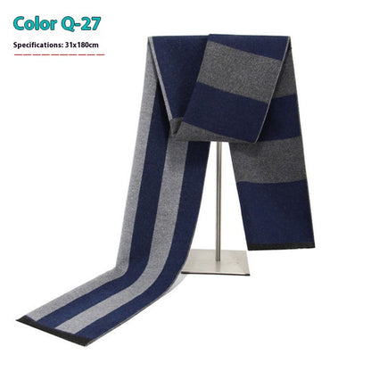 New Men's Winter Warm Cashmere-like Striped Business Scarf For Men