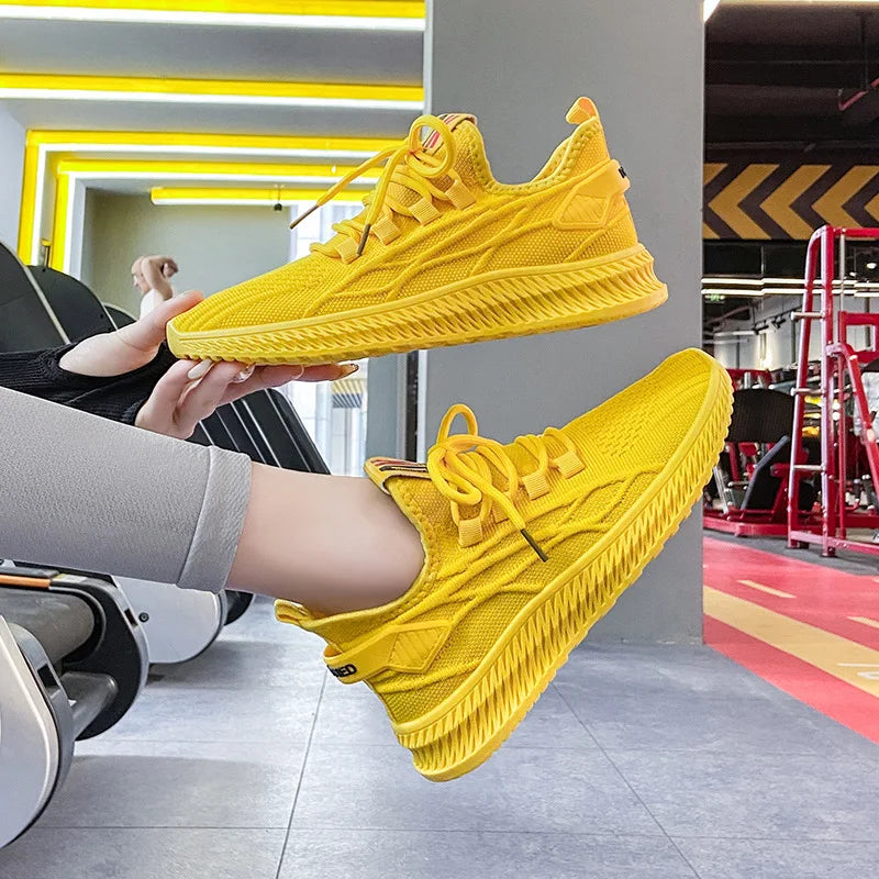 Women Yellow Sneakers Summer Breathable Mesh Women Shoes Casual Fashion Tenis Black Red Women's Vulcanized Shoes