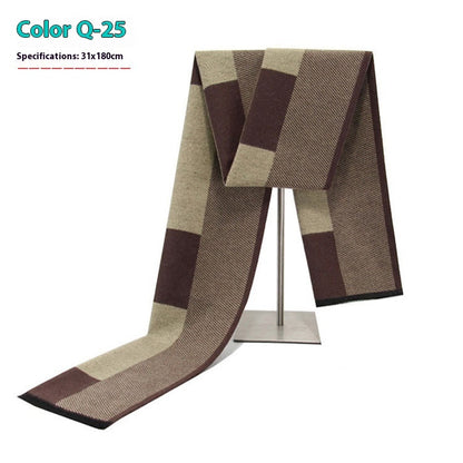 New Men's Winter Warm Cashmere-like Striped Business Scarf For Men