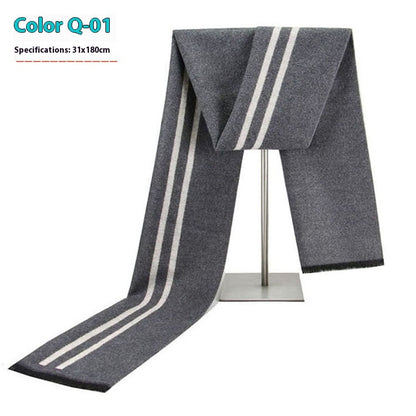 New Men's Winter Warm Cashmere-like Striped Business Scarf For Men