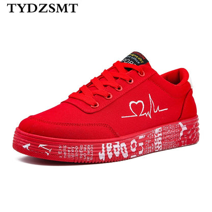 TYDZSMT Fashion Women Vulcanized Shoes Sneakers Ladies Lace-up Casual Shoes Breathable Canvas Lover Shoes Graffiti Flat