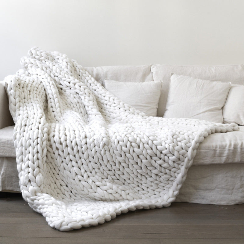 BRAND NEW COZY COMFORTABLE WOVEN BLANKET Yarn Hand-Woven Blanket Knitted Wool blanket Soft Thick Yarn