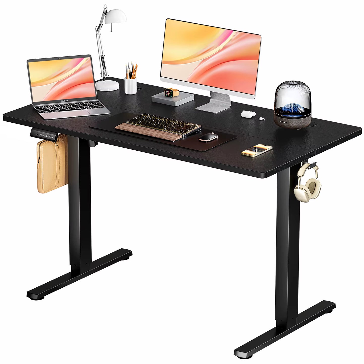 Electric Standing Computer Desk Height Adjustable Workstation Ergonomic Work Table with Metal Frame for Home Office