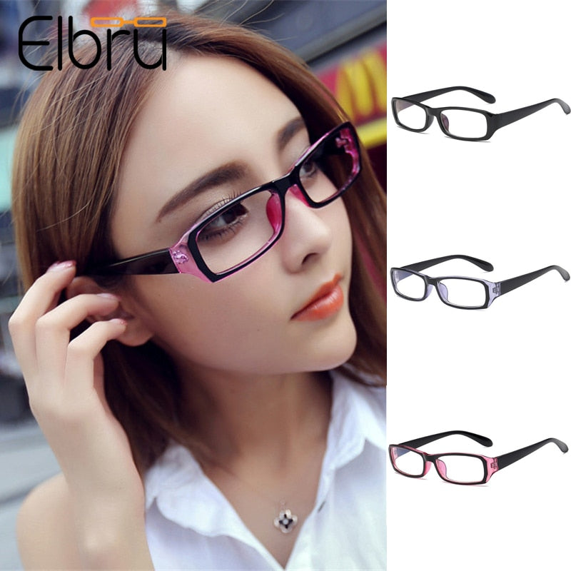 Elbru Anti-blue Light  Square Myopia Glasses Women Men Finished Nearsighted Eyeglasses Diopter -1.0to -4.0 Unisex