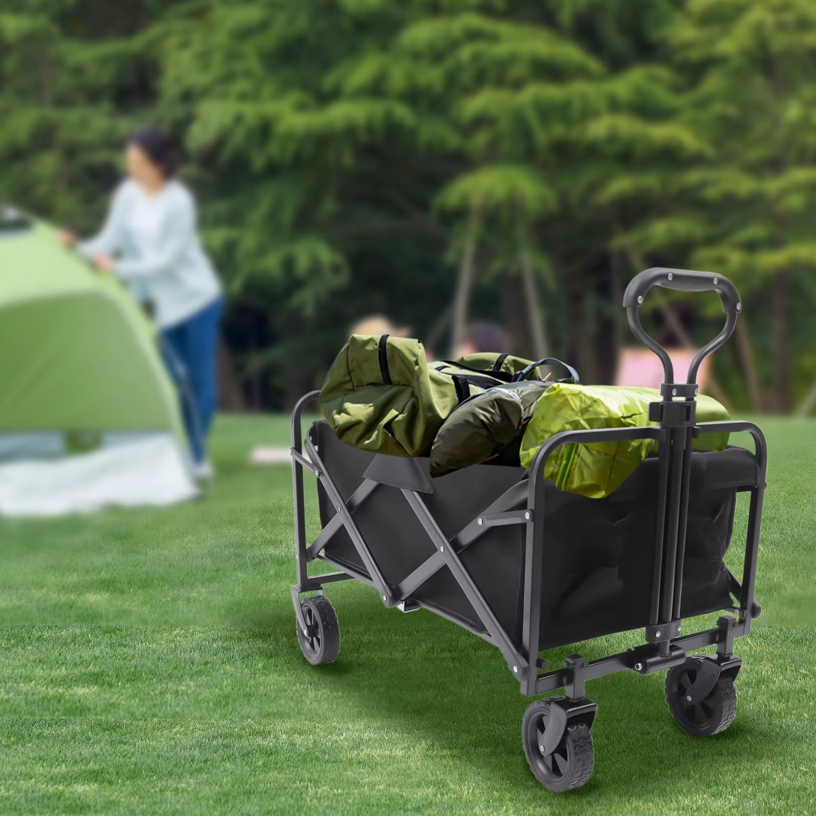 Collapsible Outdoor Wagon Cart Folding Camping Cart Garden Tool Utility Camping Sturdy Wagon for Shopping Folding Hand Truck