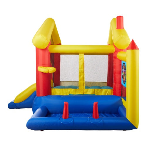 Bounce House 8-in-1 Inflatable Bounce House With Blower Basketball Stand Ocean Ball Throwing Ring Game Target And Sticky Ball Game For Kids