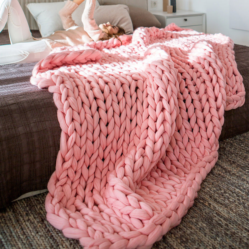 BRAND NEW COZY COMFORTABLE WOVEN BLANKET Yarn Hand-Woven Blanket Knitted Wool blanket Soft Thick Yarn