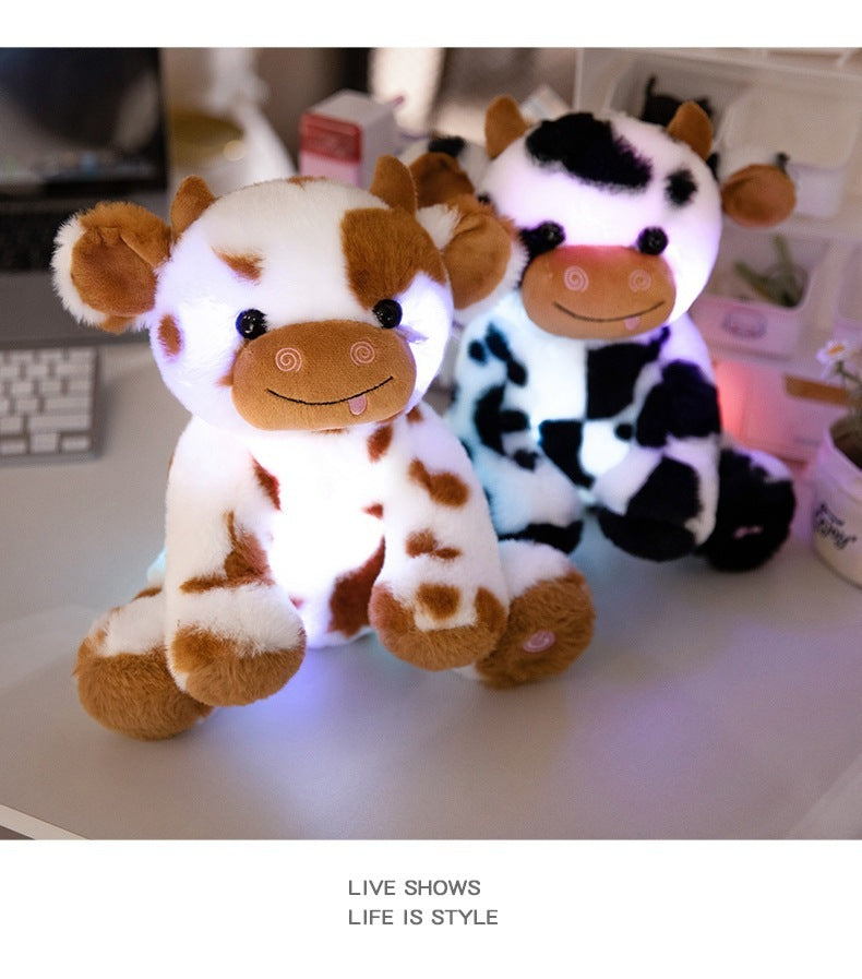 Colorful Dazzling Cute Luminous Dairy Cattle Pillow