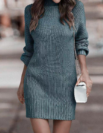 Women's Turtleneck Long Sweater Winter Fashion Long Sleeve Sweater Dress