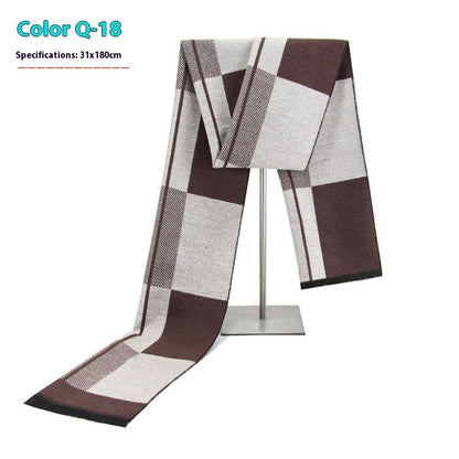 New Men's Winter Warm Cashmere-like Striped Business Scarf For Men