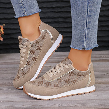 Sports style casual shoes for women, round toe color blocking, comfortable flat sole single shoes