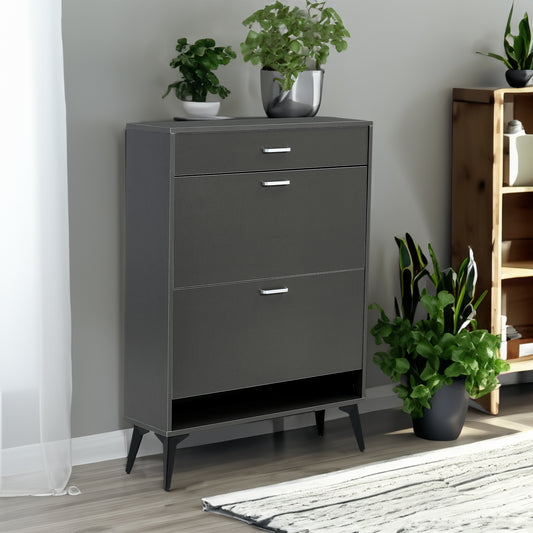 Shoe Cabinet , Shoe storage shelves, Grey -SPACE MAKER SHOE CABINET