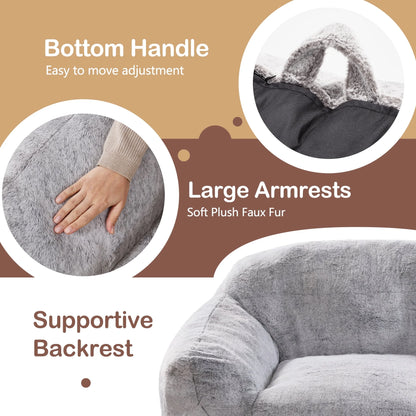 Plush Giant Bean Bag Sofa Chair with Armrests