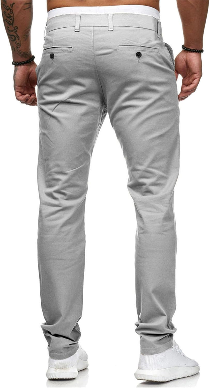 Men's Chinos Casual Dress Pants Slim Fit Skinny Stretch Flat-Front Lightweight Comfort Slacks