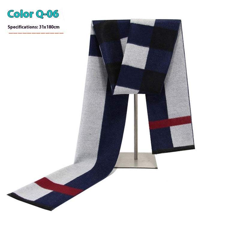 New Men's Winter Warm Cashmere-like Striped Business Scarf For Men