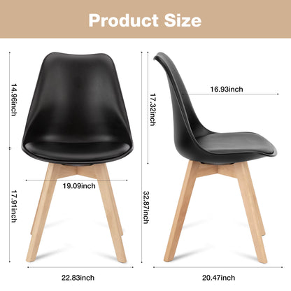 PU Leather Dining Chairs Set of 4 Wooden Legs Lounge Chair for Home Kitchen Comfortable Sponge Cushion Living Room Chair