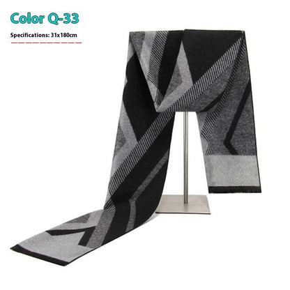 New Men's Winter Warm Cashmere-like Striped Business Scarf For Men