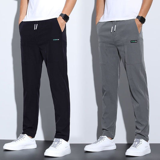 Men's Thin ice silk pants for men, business men, casual pants, trendy straight leg loose sports pants