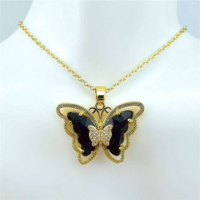 Crystal Glass Butterfly Necklace