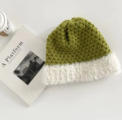 Handmade Plush Stitching Knitted Hat Female