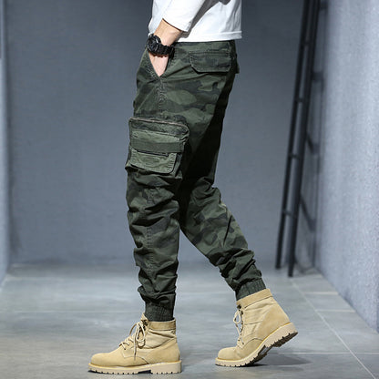 New Men's Casual Pants Camouflage cargo pants autumn and winter slim show high military style bunches of foot pants