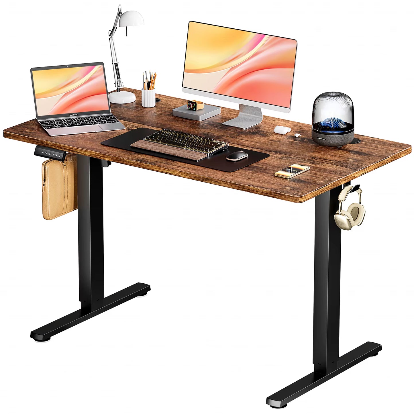 Electric Standing Computer Desk Height Adjustable Workstation Ergonomic Work Table with Metal Frame for Home Office