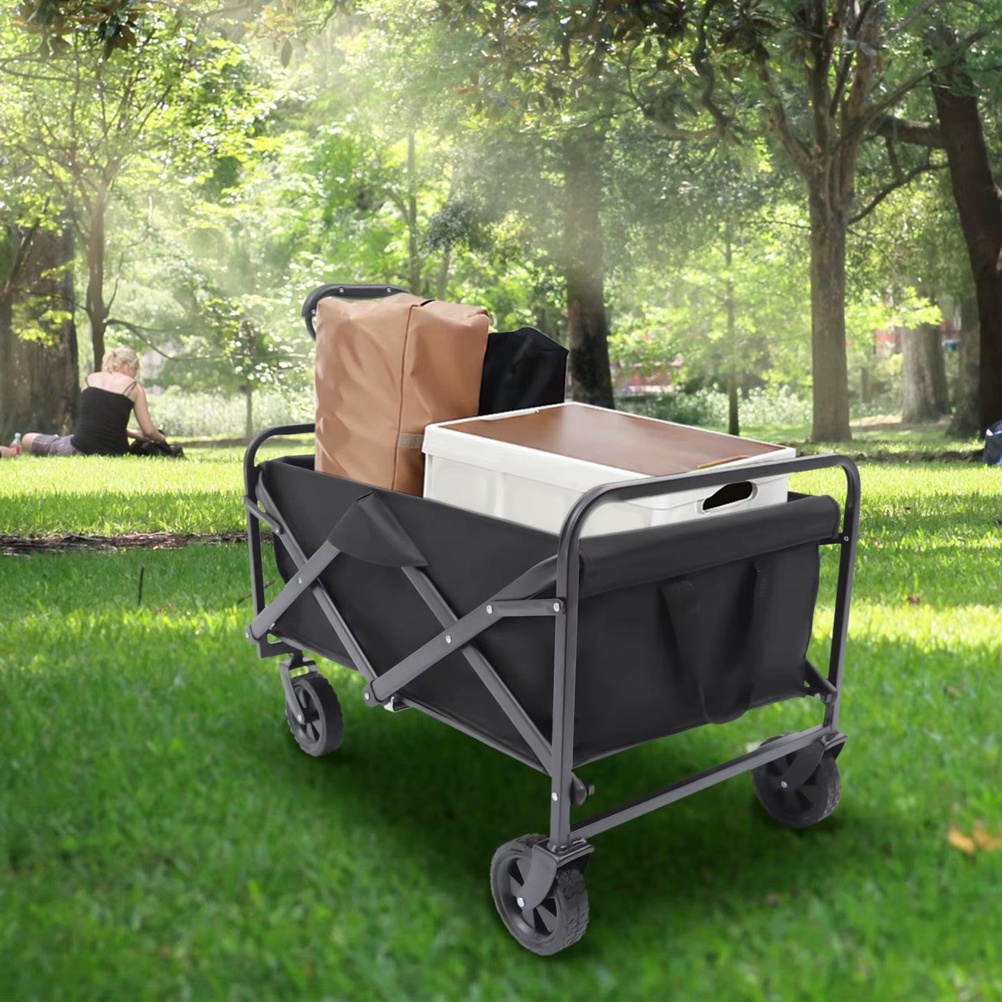 Collapsible Outdoor Wagon Cart Folding Camping Cart Garden Tool Utility Camping Sturdy Wagon for Shopping Folding Hand Truck