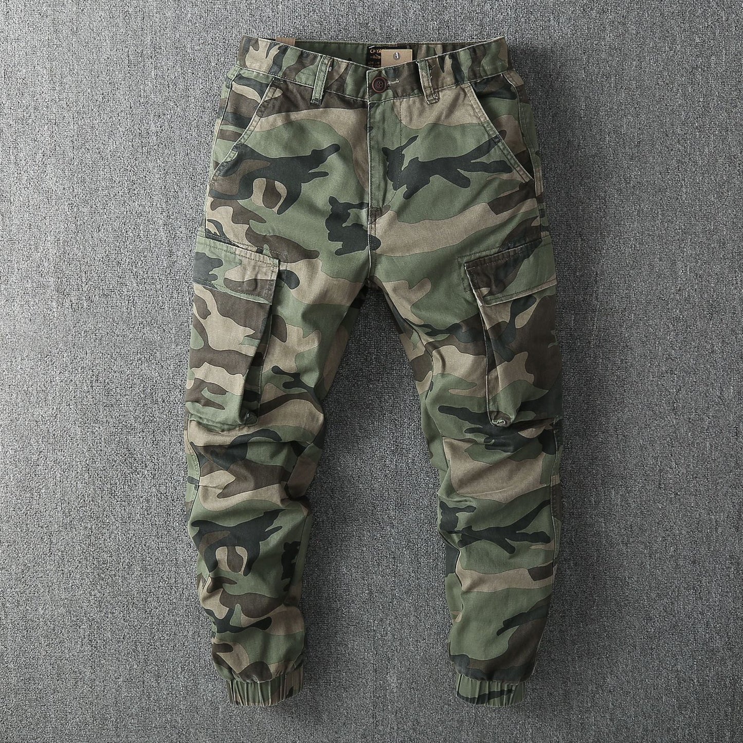 Men's Loose Sports Hard-wearing Ankle Banded Slacks Camouflage Cargo Pants