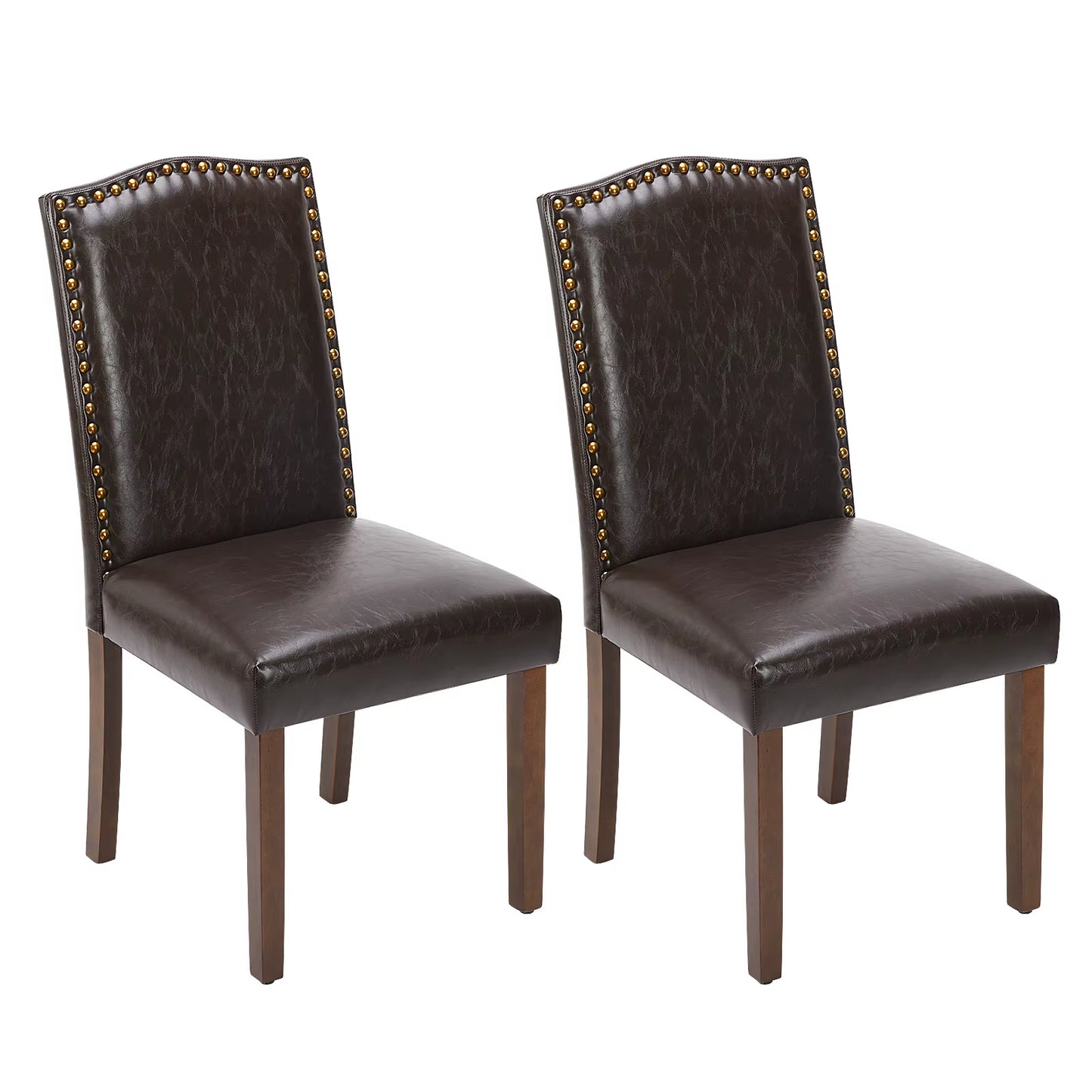 Dining Chairs Padded Backrest Set of 2 Thickened Sponge Cushion Upholstered Fabric Kitchen Chairs with Nailhead Trim Home